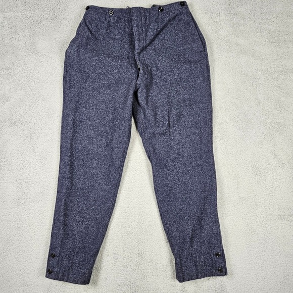 Vintage Military Mens 33x29 Blue Wool Trousers Buckle Back Button Fly 5080 Pants